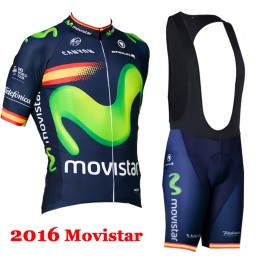 2016 Movistar Nuovo abbigliamento Ciclismo Completo Maglia Ciclismo Corta e Salopette 04 64807-QW