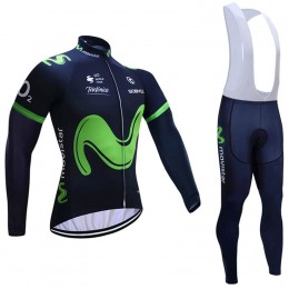 2017 Movistar Squadre Pro Abbigliamento Ciclismo Maglia Ciclismo Manica Lunga e Salopette Lunga 63730-CZ