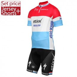 ETIXX-QUICK STEP 2017 Luxembourgian Champion Rosso blu Nuovo abbigliamento Bici Completo Maglia Ciclismo Corta e Pantaloncini 35422-GF
