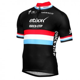 ETIXX-QUICK STEP 2017 Luxembourgian Champion nero Maglia Ciclismo Manica Corta 35995-TU