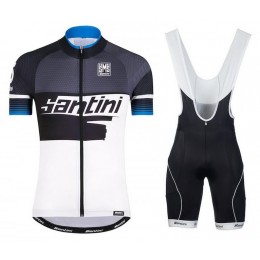 2016 Santini Atom 2.0 nero bianco blu Nuovo abbigliamento Ciclismo Completo Maglia Ciclismo Corta e Salopette 10857-AN