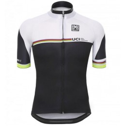 2016 Santini UCI arc en ciel ligne bianco Maglia Ciclismo Manica Corta 25813-TV