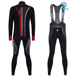 2016 Santini VEGA nero -Rosso Thermo Squadre Pro Abbigliamento Ciclismo Maglia Ciclismo Manica Lunga e Salopette Lunga 33022-JG
