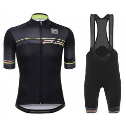 2016 Santini UCI nero Nuovo abbigliamento Ciclismo Completo Maglia Ciclismo Corta e Salopette 43401-LU
