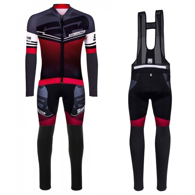 2016 Santini Interactive 3.0 nero -Rosso Squadre Pro Abbigliamento Ciclismo Maglia Ciclismo Manica Lunga e Salopette Lunga 55370-ZX 2016 Santini Interactive 3.0 nero -Rosso Squadre Pro Abbigliamento Ciclismo Maglia Ciclismo Manica Lunga e Salopette Lunga 55370-ZX