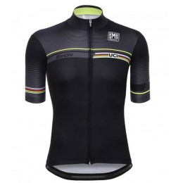 2016 Santini UCI nero Maglia Ciclismo Manica Corta 56423-QK