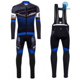 2016 Santini Interactive 3.0 nero -blu Thermo Squadre Pro Abbigliamento Ciclismo Maglia Ciclismo Manica Lunga e Salopette Lunga 58980-IY