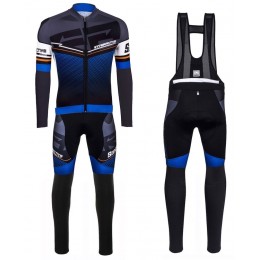 2016 Santini Interactive 3.0 nero -blu Squadre Pro Abbigliamento Ciclismo Maglia Ciclismo Manica Lunga e Salopette Lunga 70450-BC