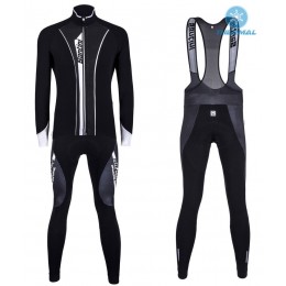 2016 Santini VEGA nero -bianco Thermo Squadre Pro Abbigliamento Ciclismo Maglia Ciclismo Manica Lunga e Salopette Lunga 77074-JN