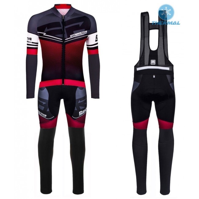 2016 Santini Interactive 3.0 nero -Rosso Thermo Squadre Pro Abbigliamento Ciclismo Maglia Ciclismo Manica Lunga e Salopette Lunga 88444-PU 2016 Santini Interactive 3.0 nero -Rosso Thermo Squadre Pro Abbigliamento Ciclismo Maglia Ciclismo Manica Lunga e Salopette Lunga 88444-PU