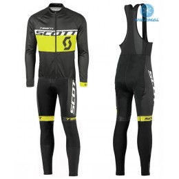 2016 Scott Team nero -giallo Thermo Squadre Pro Abbigliamento Ciclismo Maglia Ciclismo Manica Lunga e Salopette Lunga 16829-CK