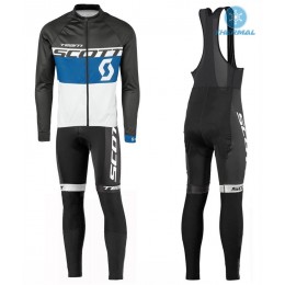 2016 Scott Team nero -blu -bianco Thermo Squadre Pro Abbigliamento Ciclismo Maglia Ciclismo Manica Lunga e Salopette Lunga 18575-QH