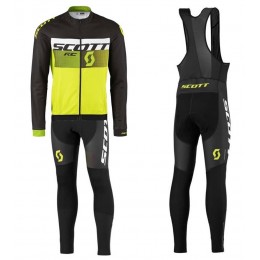 2016 Scott RC nero -bianco -verde Fluo Squadre Pro Abbigliamento Ciclismo Maglia Ciclismo Manica Lunga e Salopette Lunga 29654-OW