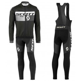 2016 Scott RC nero -gris Squadre Pro Abbigliamento Ciclismo Maglia Ciclismo Manica Lunga e Salopette Lunga 51156-QL