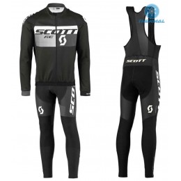2016 Scott RC nero -gris Thermo Squadre Pro Abbigliamento Ciclismo Maglia Ciclismo Manica Lunga e Salopette Lunga 79268-CC