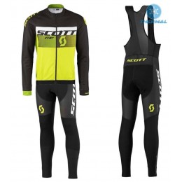 2016 Scott RC nero -bianco -verde Fluo Thermo Squadre Pro Abbigliamento Ciclismo Maglia Ciclismo Manica Lunga e Salopette Lunga 89572-RS