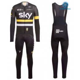 2016 Team Sky IV nero -giallo Thermo Squadre Pro Abbigliamento Ciclismo Maglia Ciclismo Manica Lunga e Salopette Lunga 22811-HX