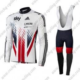2016 Team SKY British Winter Abbigliamento Ciclismo Maglia Ciclismo Manica Lunga e Salopette Lunga 96283-NG