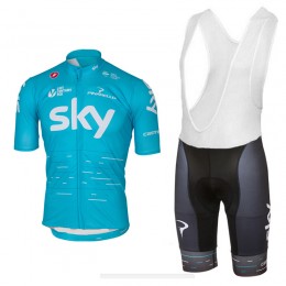 2017 Sky Pro Nuovo abbigliamento Ciclismo Completo Maglia Ciclismo Corta e Salopette Blau 29333-LB