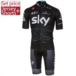 2017 Sky Pro Nuovo abbigliamento Bici Completo Maglia Ciclismo Corta e Pantaloncini nero 41493-TS