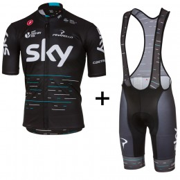 Sky Pro 2017 nero abbigliamento Ciclismo Completo Maglia Ciclismo Corta e Salopette 74656-TX
