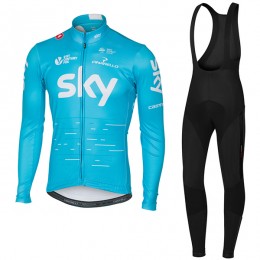 Sky Pro 2017 blu Abbigliamento Ciclismo Maglia Ciclismo Manica Lunga e Salopette Lunga 97641-ZE