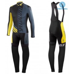 2016 Specialized Pro Team SZK nero -gris -giallo Thermo Squadre Pro Abbigliamento Ciclismo Maglia Ciclismo Manica Lunga e Salopette Lunga 61630-SA