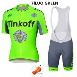 2016 Tinkoff Saxo Bank Fluo Green Nuovo abbigliamento Ciclismo Completo Maglia Ciclismo Corta e Salopette 10256-QO