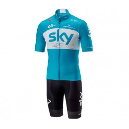 Squadre SKY 2018 blu abbigliamento Ciclismo Completo Maglia Ciclismo Corta e Pantaloni Ciclismo 14661EJ