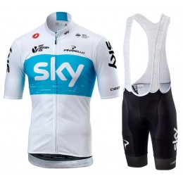 Squadre SKY 2018 bianco abbigliamento Ciclismo Completo Maglia Ciclismo Corta e Salopette 15482YE