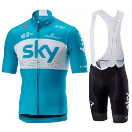Squadre SKY 2018 blu abbigliamento Ciclismo Completo Maglia Ciclismo Corta e Salopette 68299HW