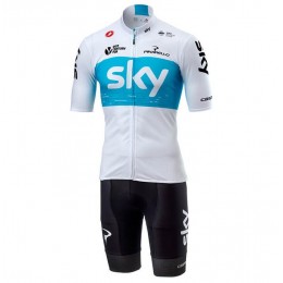 Squadre SKY 2018 bianco abbigliamento Ciclismo Completo Maglia Ciclismo Corta e Pantaloni Ciclismo 73383LG