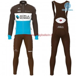 Completo Ciclismo 2019 AG2R Squadre thermique Maglia Ciclismo Manica Lunga e Salopette Lunga