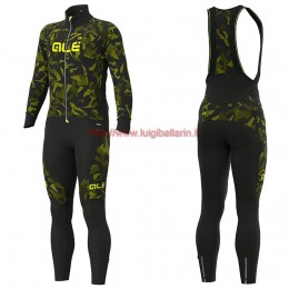 Completo Ciclismo 2019 ALE Camouflage nero-giallo Maglia Ciclismo Manica Lunga e Salopette