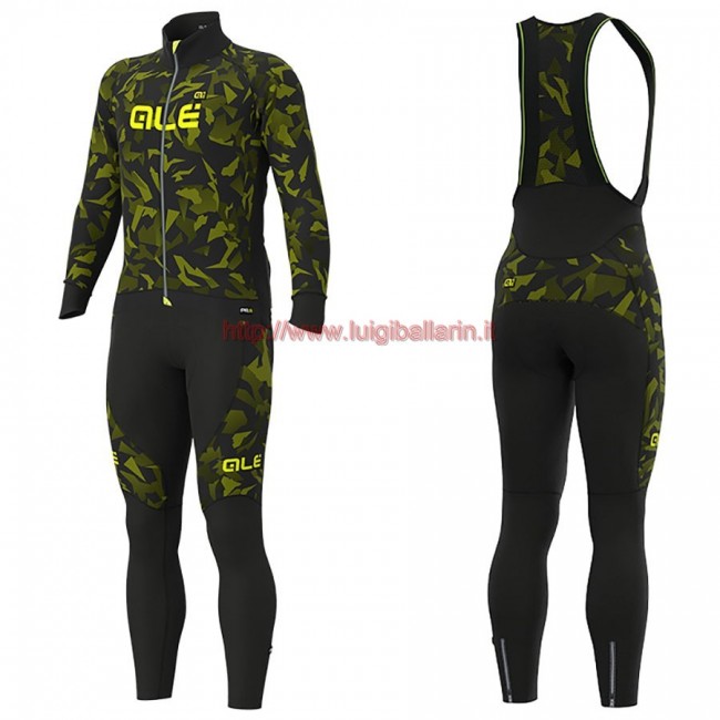 Completo Ciclismo 2019 ALE Camouflage nero-giallo Maglia Ciclismo Manica Lunga e Salopette Completo Ciclismo 2019 ALE Camouflage nero-giallo Maglia Ciclismo Manica Lunga e Salopette