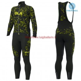 Completo Ciclismo 2019 ALE Camouflage nero-giallo thermique Maglia Ciclismo Manica Lunga e Salopette Lunga