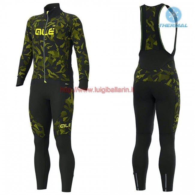 Completo Ciclismo 2019 ALE Camouflage nero-giallo thermique Maglia Ciclismo Manica Lunga e Salopette Lunga Completo Ciclismo 2019 ALE Camouflage nero-giallo thermique Maglia Ciclismo Manica Lunga e Salopette Lunga