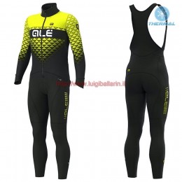 Completo Ciclismo 2019 ALE Summit nero-giallo thermique Maglia Ciclismo Manica Lunga e Salopette Lunga