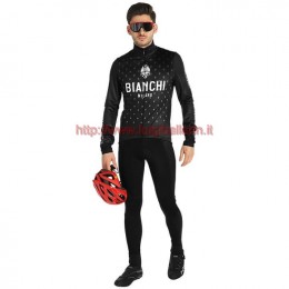 Completo Ciclismo 2019 Bianchi Milano FT nero Maglia Ciclismo Manica Lunga e Salopette