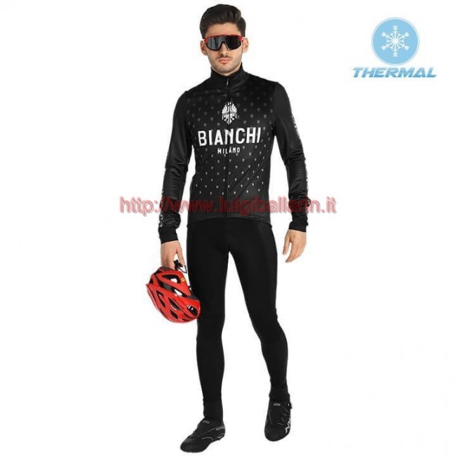 Completo Ciclismo 2019 Bianchi Milano FT nero thermique Maglia Ciclismo Manica Lunga e Salopette Lunga Completo Ciclismo 2019 Bianchi Milano FT nero thermique Maglia Ciclismo Manica Lunga e Salopette Lunga
