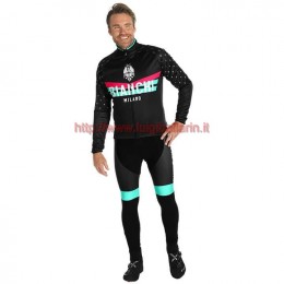 Completo Ciclismo 2019 Bianchi Milano PB nero Maglia Ciclismo Manica Lunga e Salopette