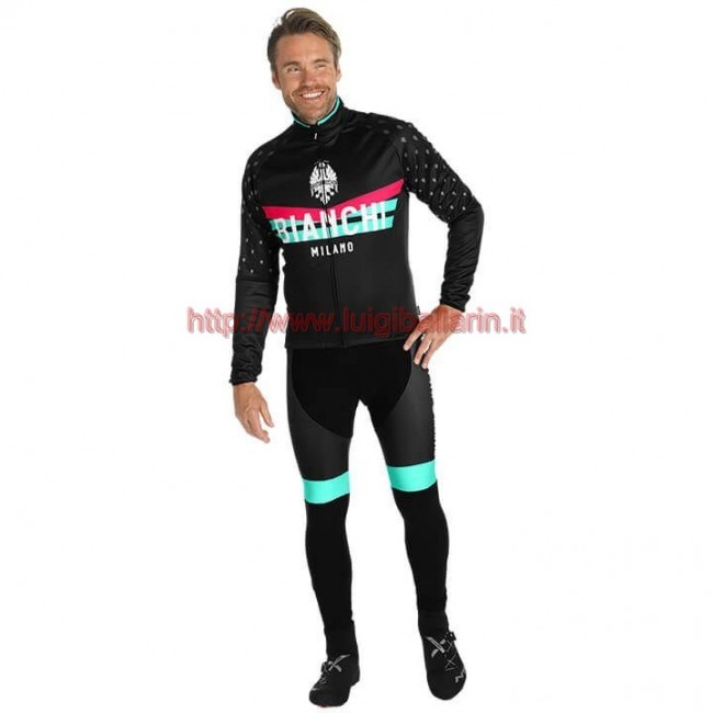 Completo Ciclismo 2019 Bianchi Milano PB nero Maglia Ciclismo Manica Lunga e Salopette Completo Ciclismo 2019 Bianchi Milano PB nero Maglia Ciclismo Manica Lunga e Salopette