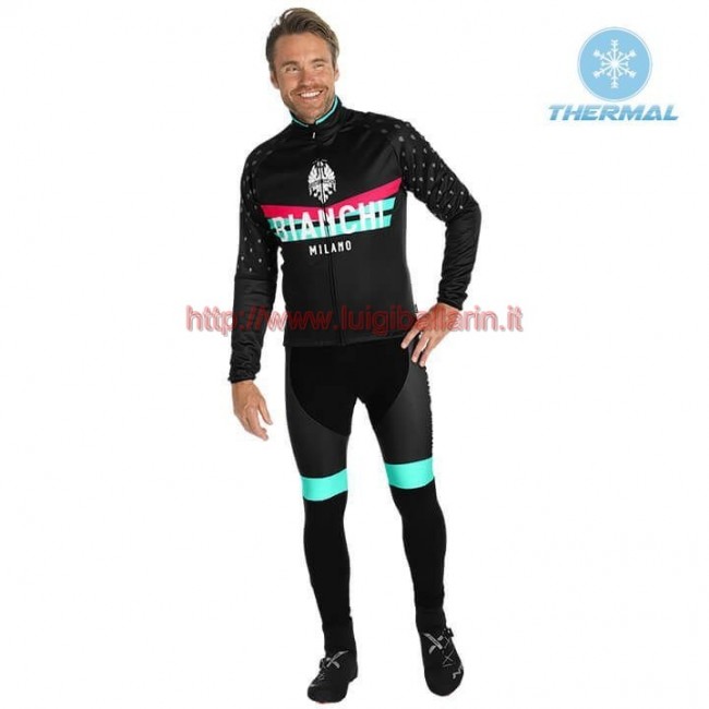 Completo Ciclismo 2019 Bianchi Milano PB nero thermique Maglia Ciclismo Manica Lunga e Salopette Lunga Completo Ciclismo 2019 Bianchi Milano PB nero thermique Maglia Ciclismo Manica Lunga e Salopette Lunga