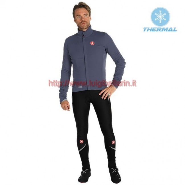 Completo Ciclismo 2019 Casteli DE Gris thermique Maglia Ciclismo Manica Lunga e Salopette Lunga Completo Ciclismo 2019 Casteli DE Gris thermique Maglia Ciclismo Manica Lunga e Salopette Lunga