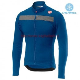 Completo Ciclismo 2019 Casteli Puro 3 Blu thermique Maglia Ciclismo Manica Lunga