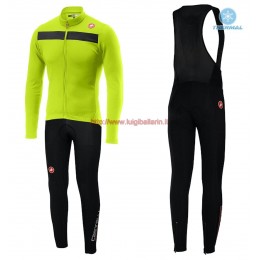 Completo Ciclismo 2019 Casteli Puro 3 giallo thermique Maglia Ciclismo Manica Lunga e Salopette Lunga