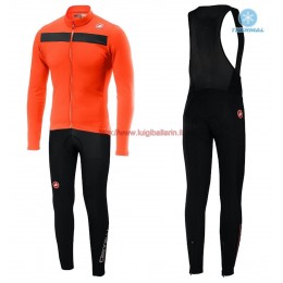 Completo Ciclismo 2019 Casteli Puro 3 Orange thermique Maglia Ciclismo Manica Lunga e Salopette Lunga