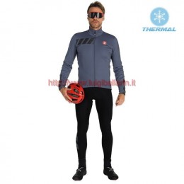 Completo Ciclismo 2019 Casteli Raddoppia 2 Gris thermique Maglia Ciclismo Manica Lunga e Salopette Lunga