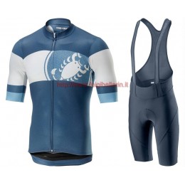 Completo Ciclismo 2019 Casteli Ruota Blu abbigliamento Bici Completo Maglia Ciclismo Corta e Salopette