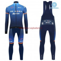 Completo Ciclismo 2019 Derosa Squadre Blu thermique Maglia Ciclismo Manica Lunga e Salopette Lunga